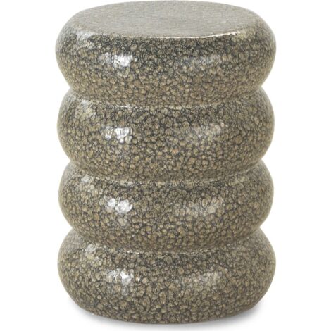 tabouret céramique marron finition brillante style contemporain - marron effet galet texturé