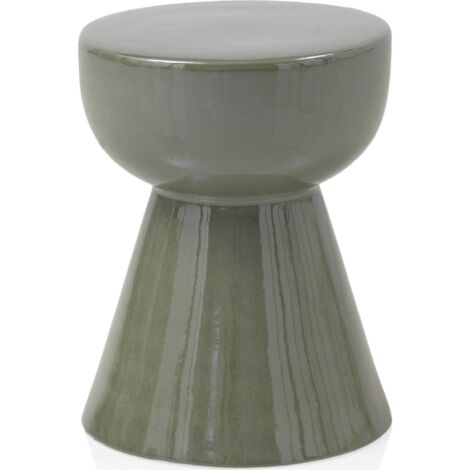 Tabouret céramique vert brillant décoratif et polyvalent - vert brillant contemporain