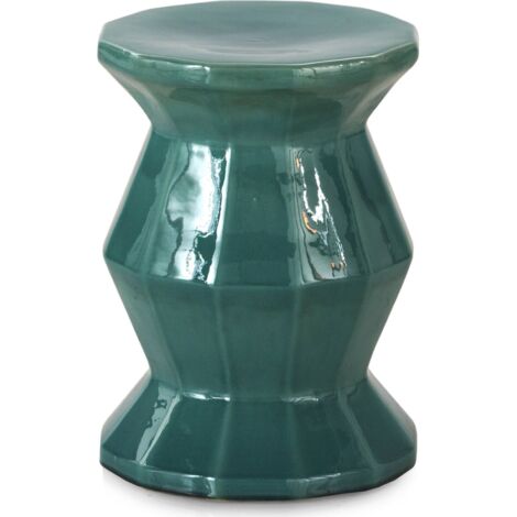 Tabouret céramique vert finition brillante élégance raffinée - vert céramique brillant