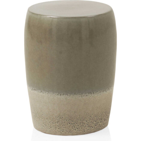 tabouret céramique vert gris brillant déco salon ou jardin - vert gris céramique brillant