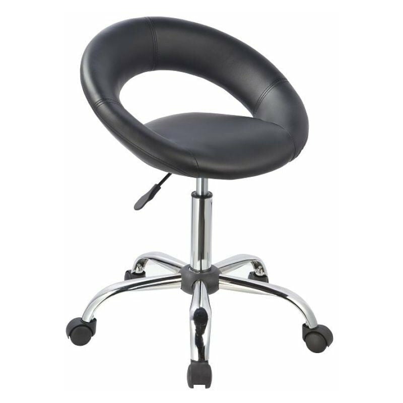 Tabouret chaise à roulette avec dossier synthétique noir hauteur réglable TABO09015