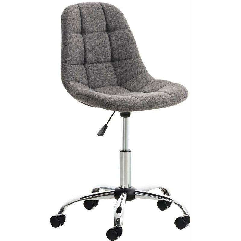 Décoshop26 - Tabouret chaise de bureau pivotante hauteur réglable tissu gris clair