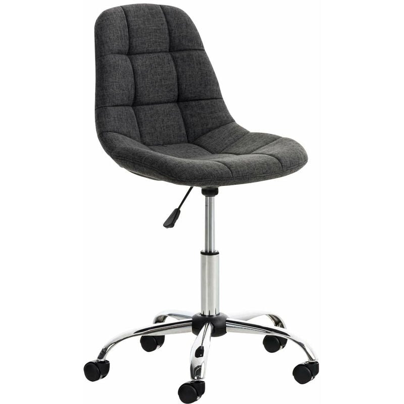 décoshop26 - tabouret chaise de bureau pivotante hauteur réglable tissu gris