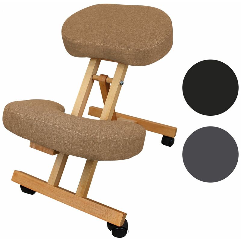 Vivezen - Tabouret, chaise ergonomique, siège assis genoux en bois pliable et réglable - Beige