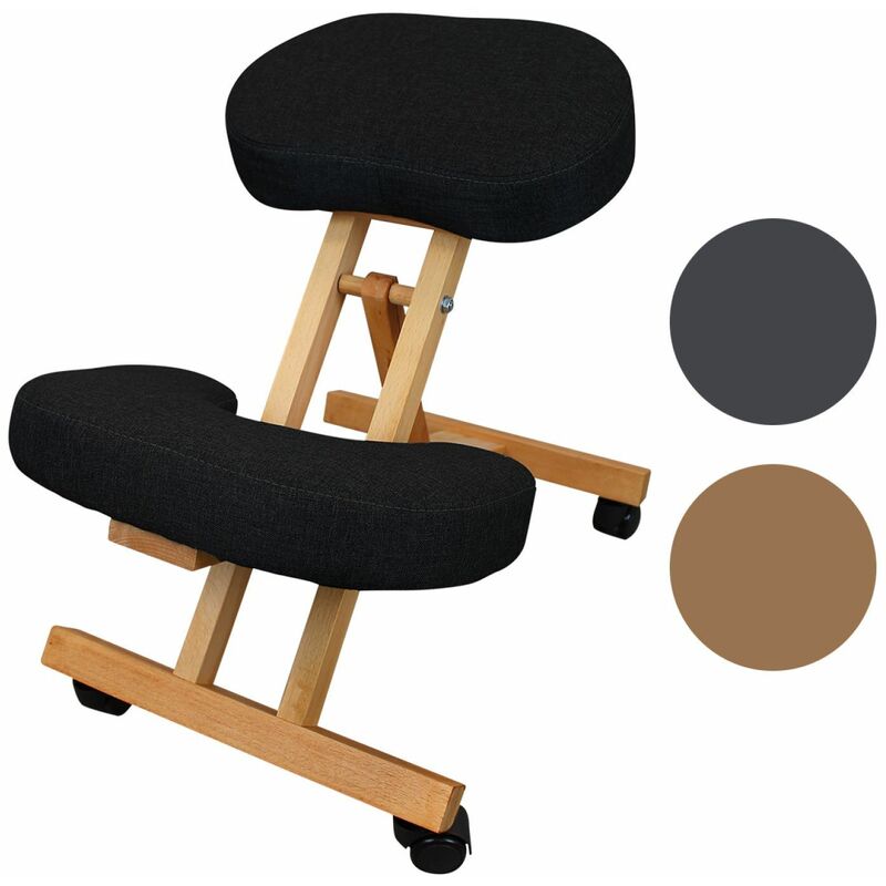 Vivezen - Tabouret, chaise ergonomique, siège assis genoux en bois pliable et réglable - Noir