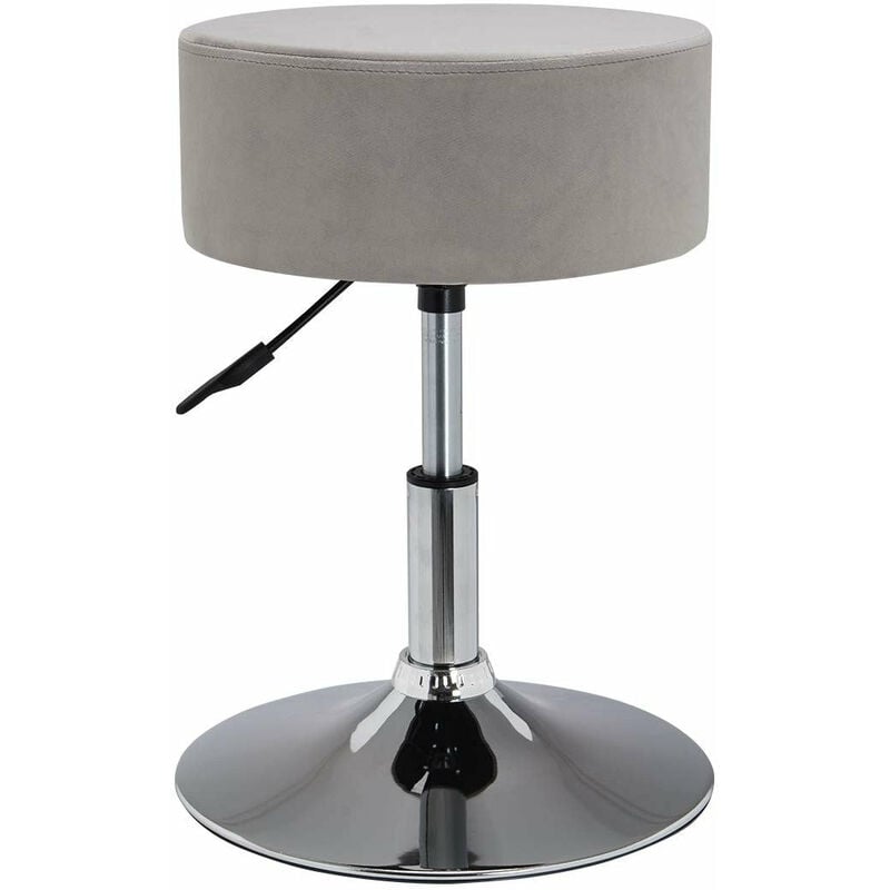 Tabouret chaise hauteur réglable en tissu velours gris TABO09052
