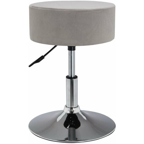 Tabouret chaise hauteur réglable en tissu velours gris TABO09052