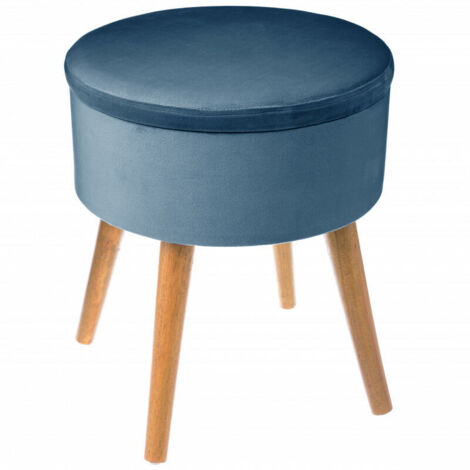 Tabouret coffre en velours - bleu