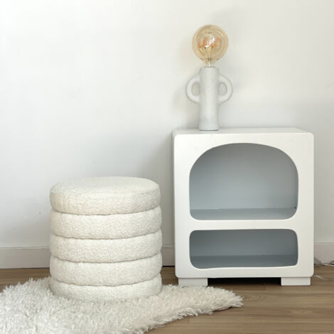 OPJET Tabouret coffre Noé bouclette écru D36 H37cm