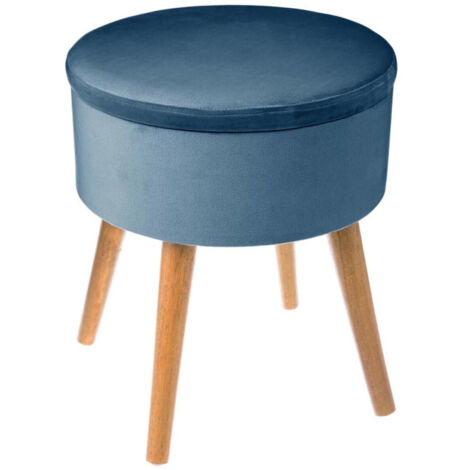 Tabouret Coffre Scandinave "Tess" 44cm Bleu