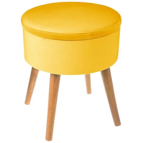 Tabouret Coffre Velours Tess Gris Atmosphera