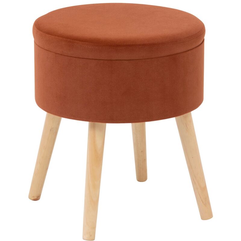 Tabouret Coffre Tess En Velours Ambre Atmosphera