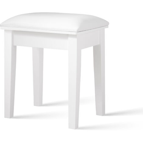 Tabouret coiffeuse carré en bois, siège de maquillage et piano, blanc
