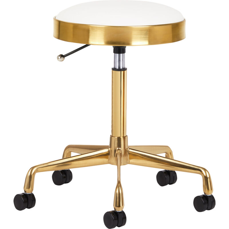 Tabouret cosmétique H7, doré et blanc