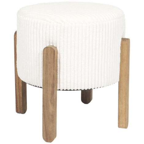 Tabouret Côtelé Rond "Scott" 35cm Beige