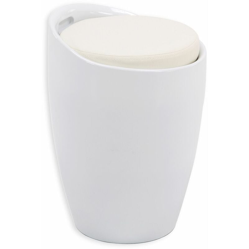 Tabouret coffre de rangement daniel, blanc