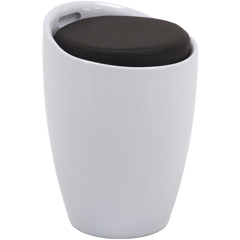 Tabouret coffre de rangement daniel, blanc/noir