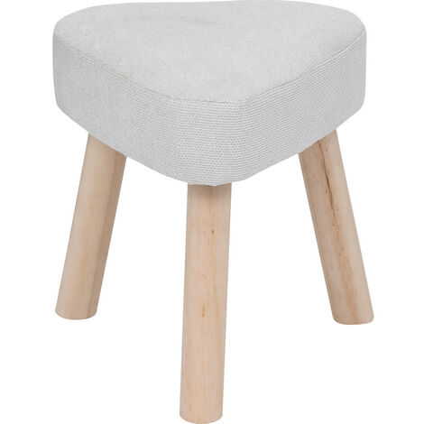 Tabouret d'appoint en bois et tissu Polyester coloris blanc, naturel - Longueur 32 x Profondeur 32 x Hauteur 36 cm -PEGANE-