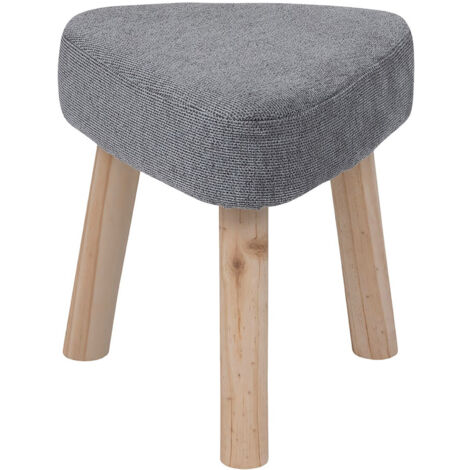 Tabouret d'appoint en bois et tissu Polyester coloris gris, naturel - Longueur 32 x Profondeur 32 x Hauteur 36 cm -PEGANE-