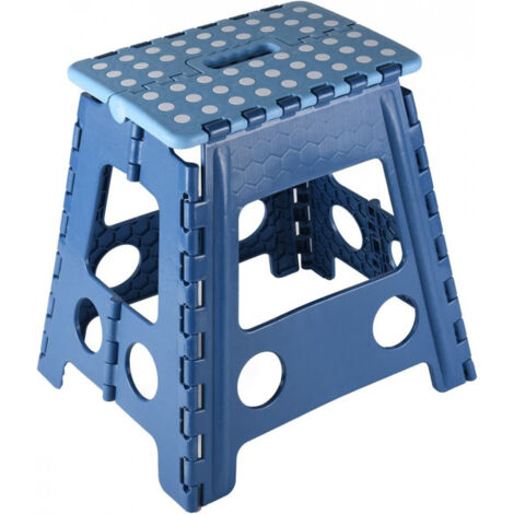 Tabouret d'appoint en plastique H 40 cm - Couleur aléatoire Bleu ou Gris - Livraison gratuite