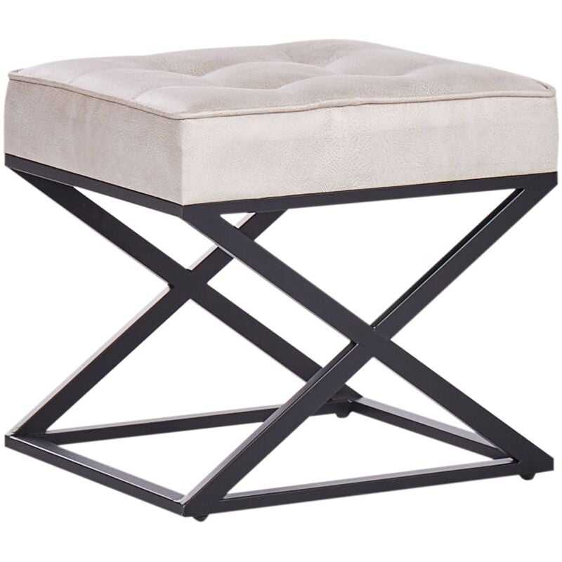 Tabouret d'Appoint Moderne Rétro en Similicuir Rembourré Pieds en Métal Beige Murdo