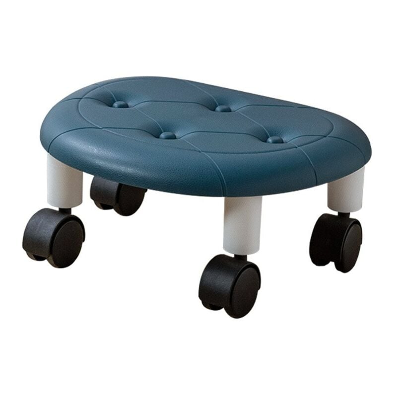 Kinsi - Tabouret d'atelier rond à roulettes réglable pivotable à 360° - Bleu