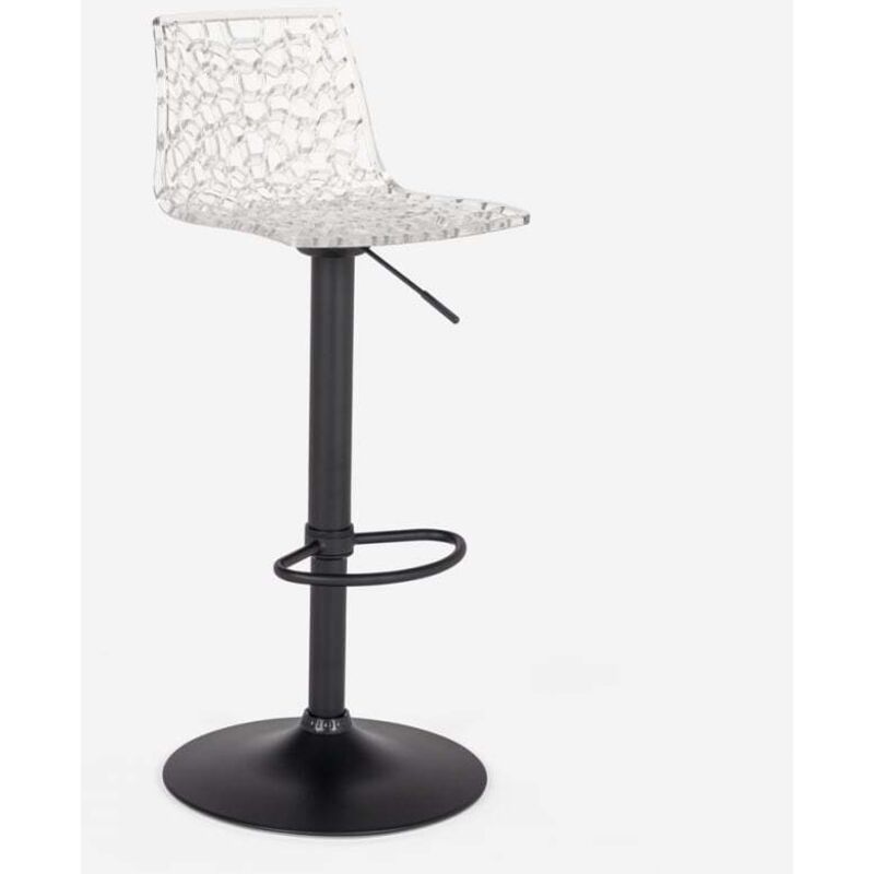 Grand Soleil – Tabouret de bar réglable 57,5-79 cm – Assise en polycarbonate – Base acier noire mate – Siège pivotant 360° – Repose-pieds courbé Grand Soleil – Tabouret de bar réglable 57,5-79 cm – Assise en polycarbonate – Base acier noire mate – Siège pivotant 360° – Repose-pieds courbé