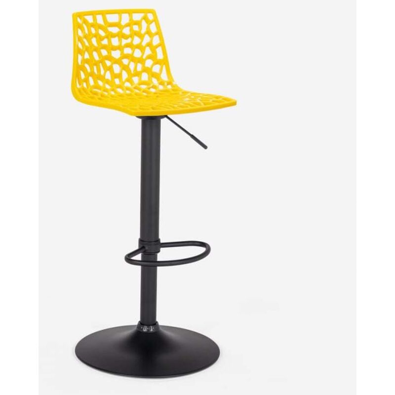 Grand Soleil – Tabouret de bar réglable 57,5-79 cm – Siège pivotant 360° – Base acier noire mate – Design moderne pour cuisine et restaurant Grand Soleil – Tabouret de bar réglable 57,5-79 cm – Siège pivotant 360° – Base acier noire mate – Design moderne pour cuisine et restaurant