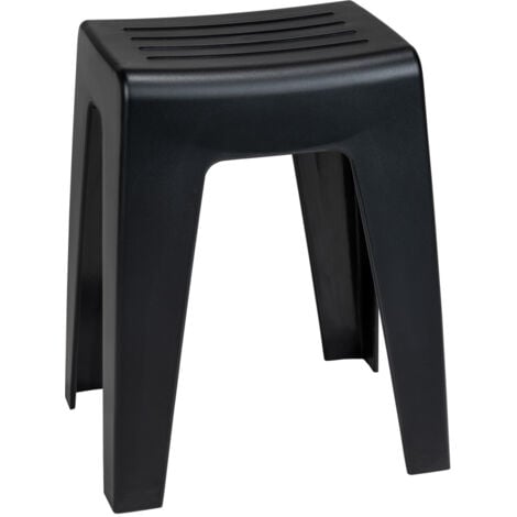 Tabouret de bain Kumba WENKO, Design moderne de haute qualité, Charges jusqu'à 120 kg, idéal pour salle de bain & WC, Plastique, 38x47x32 cm, noir