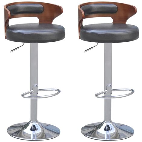 Tabouret de bar bois brun CUIR synthétique rembourré