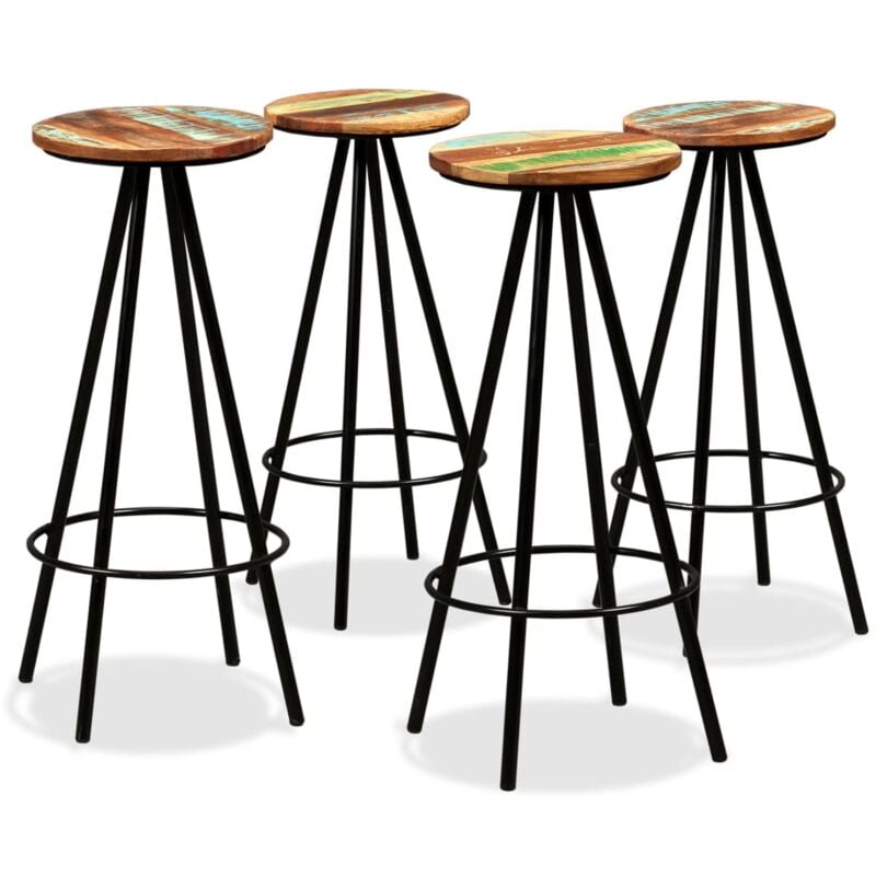 Vidaxl - Tabourets de bar Lot de 4 - Tabourets Hauts - Chaises Fauteuil de bar bois massif de récupération