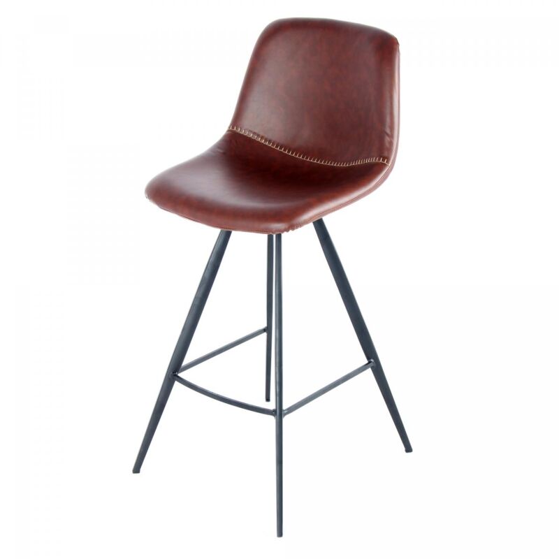 Unamourdetapis - Tabouret de bar semi artisanal lot de 2 ibi 57x48 brun foncé et noir