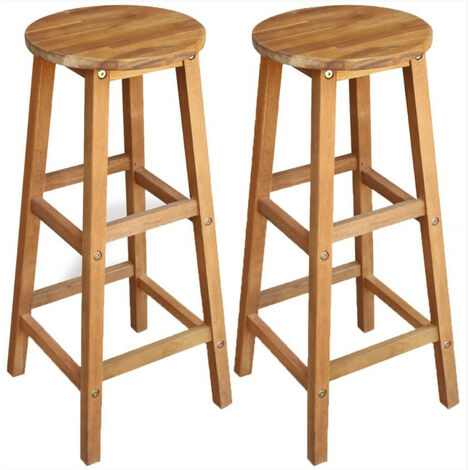 Tabouret de bar acacia massif clair Oli - Lot de 2