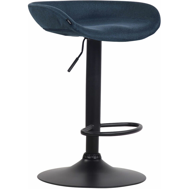 CLP - Tabouret de bar Anaheim en Tissu avec Pied en Métal Bleu Noir