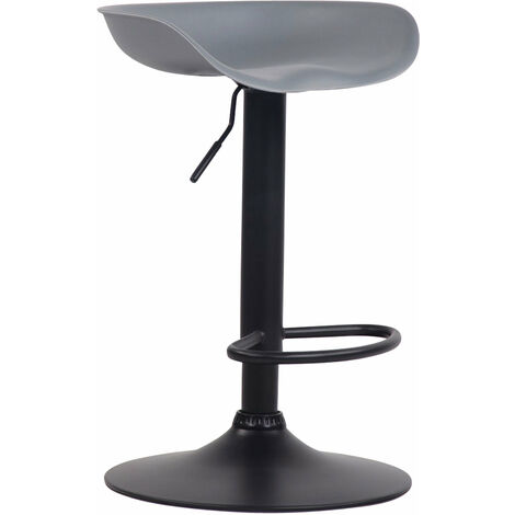Tabouret de bar assise réglable en hauteur et pivotant en plastique gris pieds tulipe en métal noir mat avec repose-pieds - noir