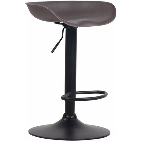 Tabouret de bar assise réglable en hauteur et pivotant en plastique marron pieds tulipe en métal noir mat avec repose-pieds - noir