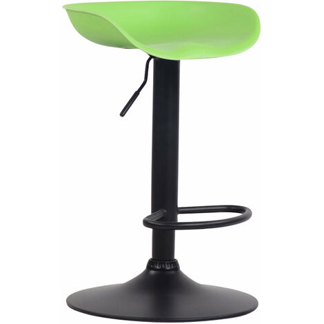 Tabouret de bar assise réglable en hauteur et pivotant en plastique vert pieds tulipe en métal noir mat avec repose-pieds - noir