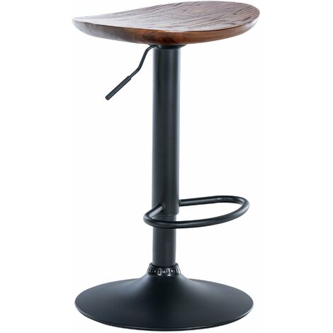 Tabouret de bar avec assise en bois massif foncé repose-pieds design industriel TDB10577