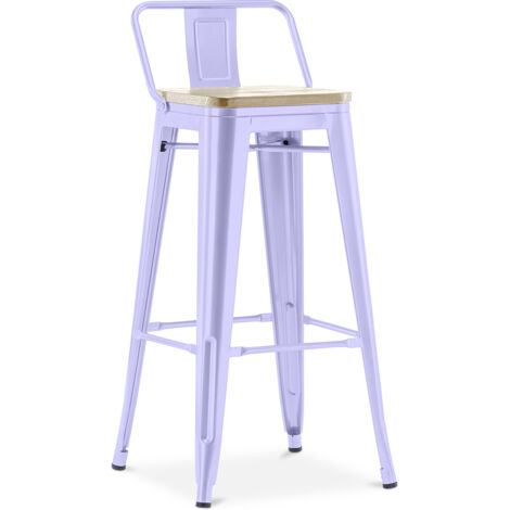 Tabouret de bar avec dossier - design industriel - 76 cm - Stylix Lavande