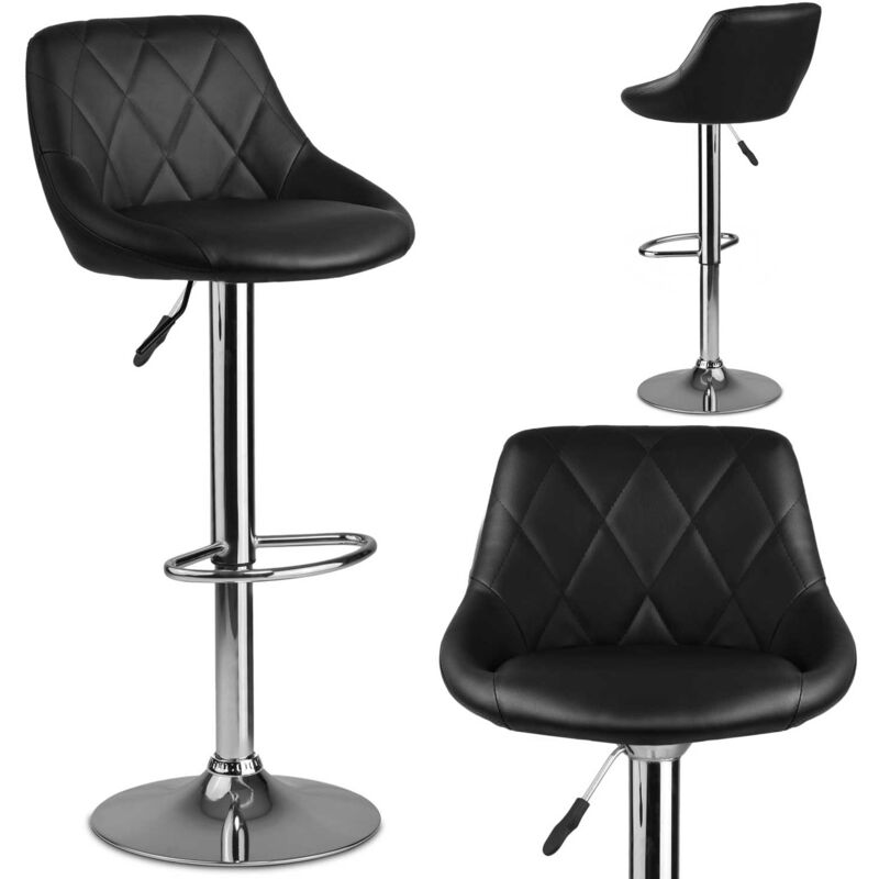 Tabouret de bar avec dossier Nerra noir - 2 pièces