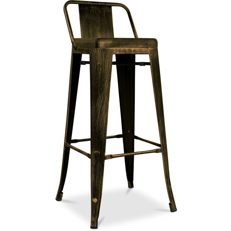 Tabouret de bar avec dossier - Design industriel - 76cm - Nouvelle édition - Stylix Bronze métallisé