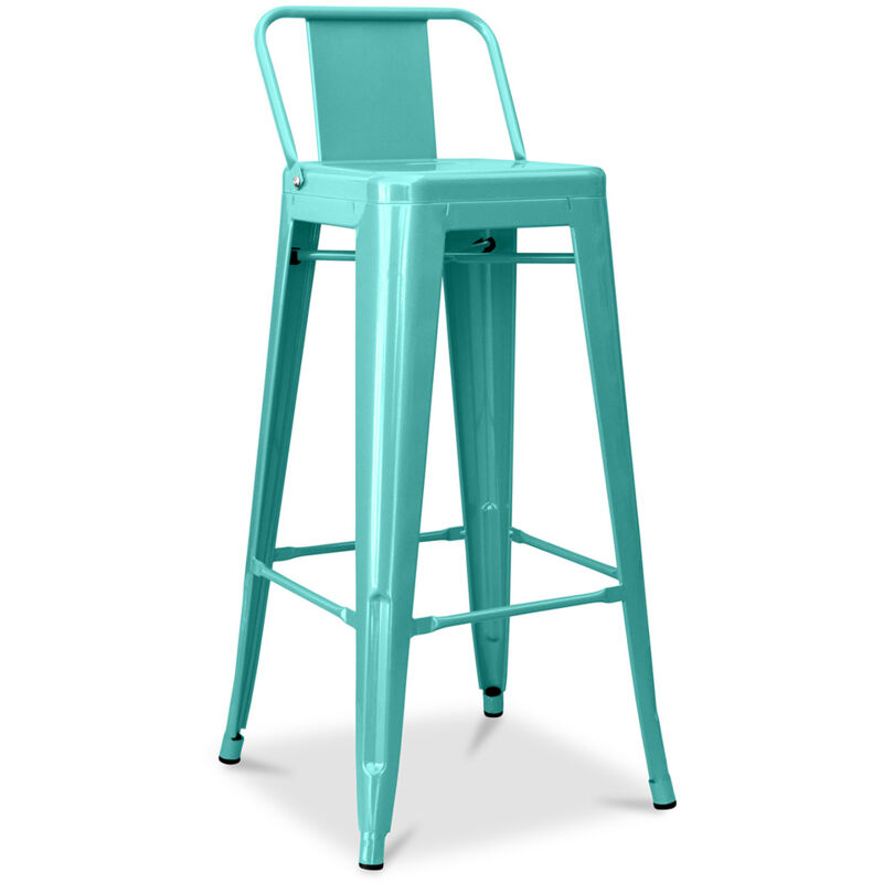 Privatefloor - Tabouret de bar avec dossier - Design industriel - 76cm - Nouvelle édition - Stylix Vert pastel