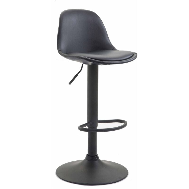Tabouret de bar avec repose-pieds design moderne en synthétique noir pieds en métal noir mat 100000278