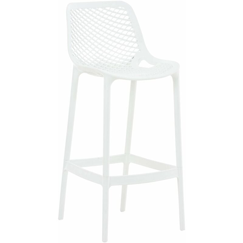 Décoshop26 - Tabouret de bar avec repose-pieds design moderne plastique blanc intérieur ou extérieur 100000040