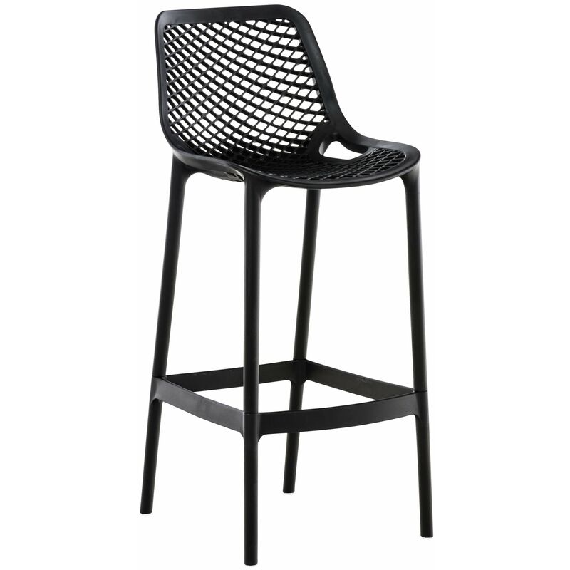 Tabouret de bar avec repose-pieds design moderne plastique noir intérieur ou extérieur 100000039