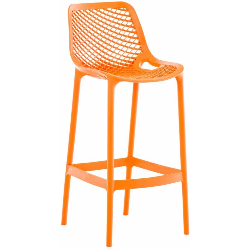 Décoshop26 - Tabouret de bar avec repose-pieds design moderne plastique orange intérieur ou extérieur 100000545