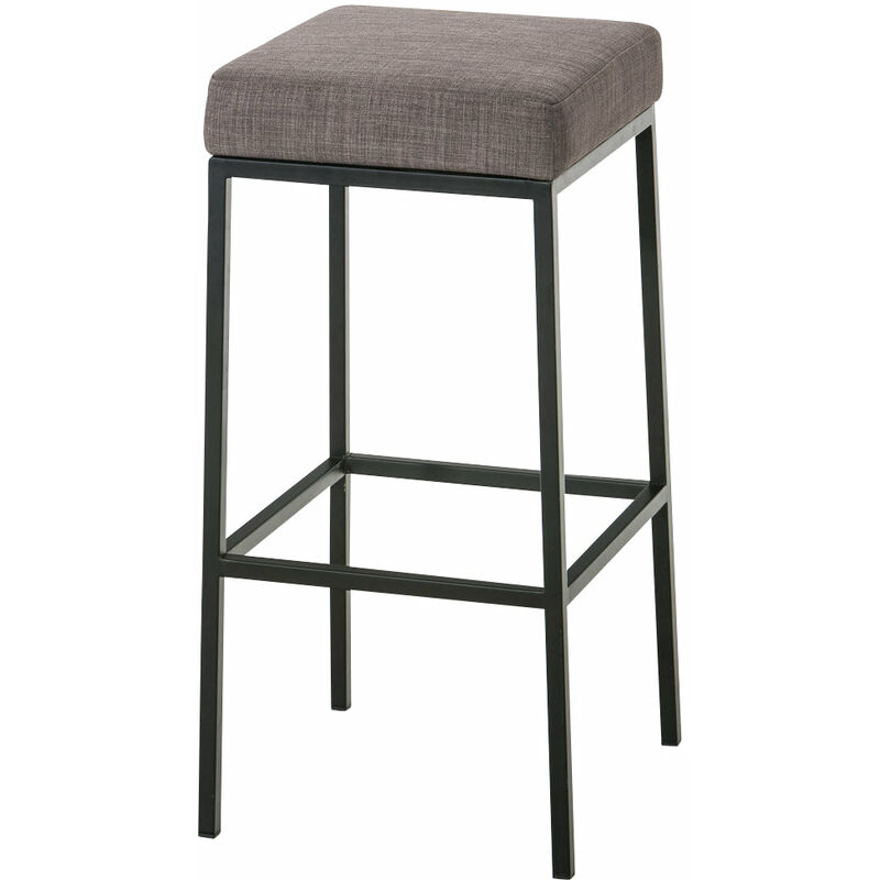 Décoshop26 - Tabouret de bar avec repose-pieds design moderne tissu gris et métal noir mat - noir