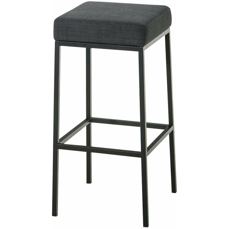 Décoshop26 - Tabouret de bar avec repose-pieds design moderne tissu gris foncé et métal noir mat 100000043
