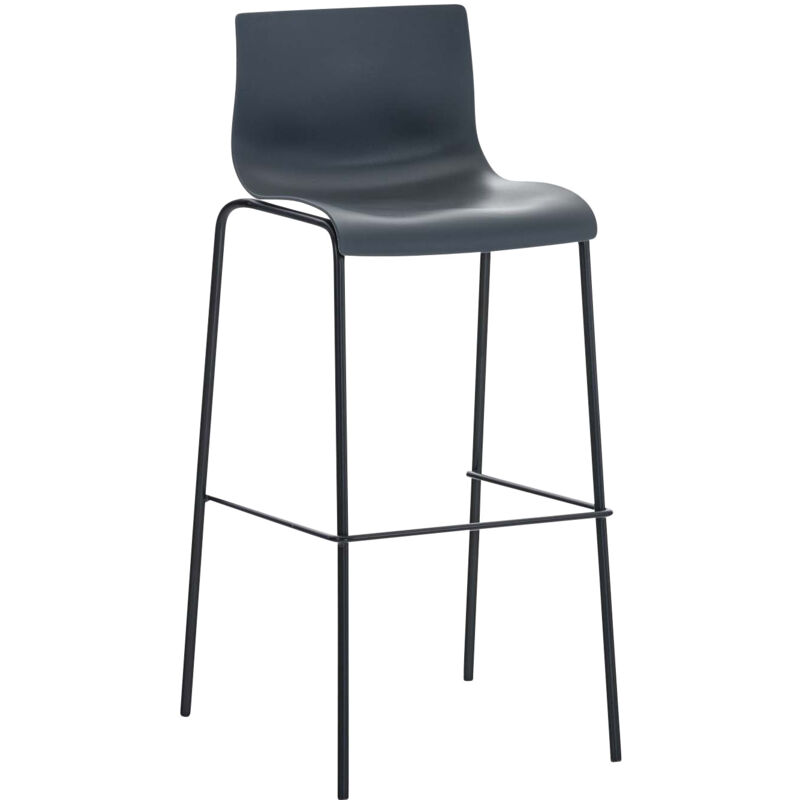 Décoshop26 - Tabouret de bar avec repose-pieds dossier incurvé en plastique gris et 4 pieds en métal noir 100004930
