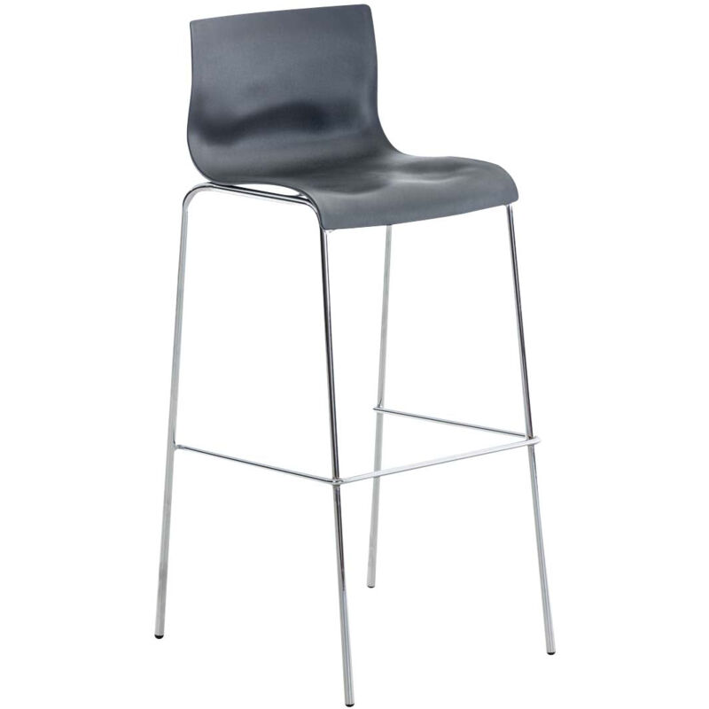 Décoshop26 - Tabouret de bar avec repose-pieds pivotant dossier incurvé en plastique gris et 4 pieds en métal chromé 100004940